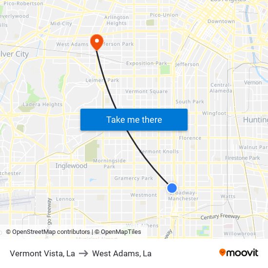 Vermont Vista, La to West Adams, La map