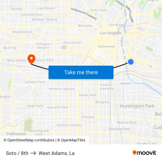 Soto / 8th to West Adams, La map