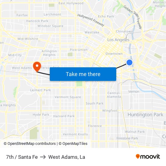 7th / Santa Fe to West Adams, La map