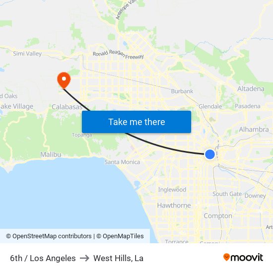 6th / Los Angeles to West Hills, La map