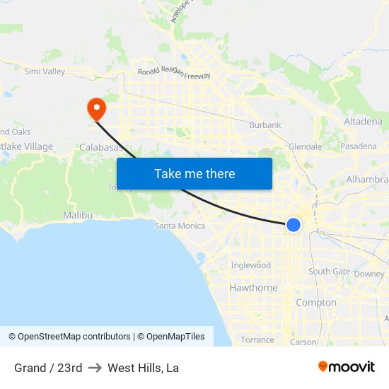 Grand / 23rd to West Hills, La map