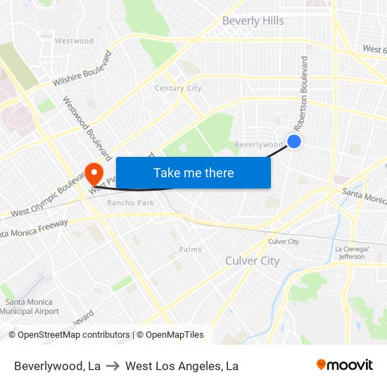 Beverlywood, La to West Los Angeles, La map