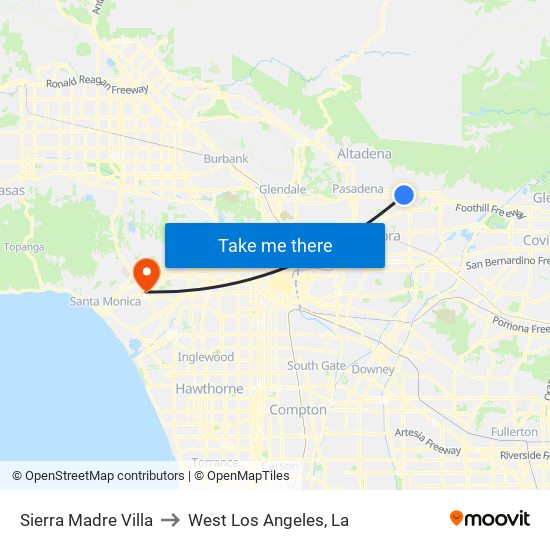 Sierra Madre Villa to West Los Angeles, La map