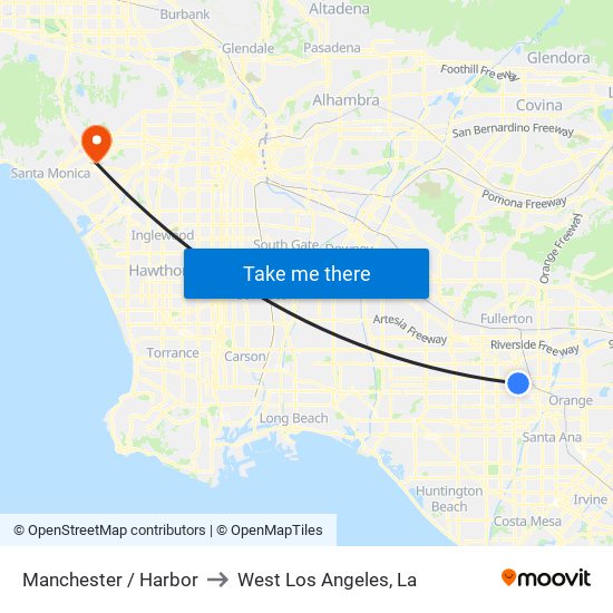 Manchester / Harbor to West Los Angeles, La map