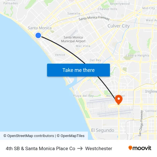 4th SB & Santa Monica Place Co to Westchester map