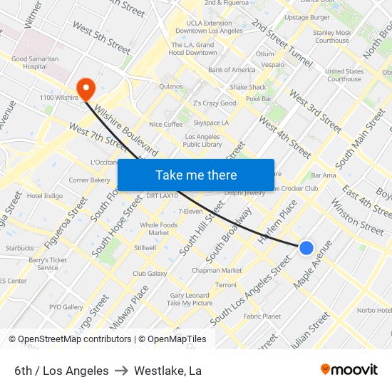 6th / Los Angeles to Westlake, La map