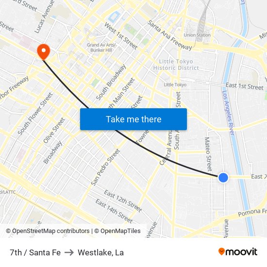 7th / Santa Fe to Westlake, La map