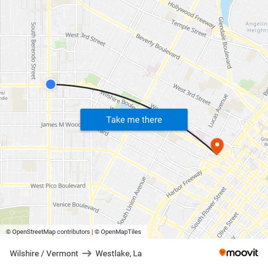 Wilshire / Vermont to Westlake, La map