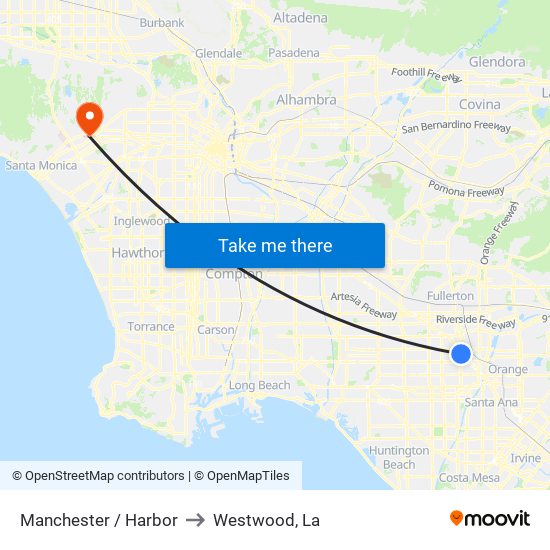 Manchester / Harbor to Westwood, La map