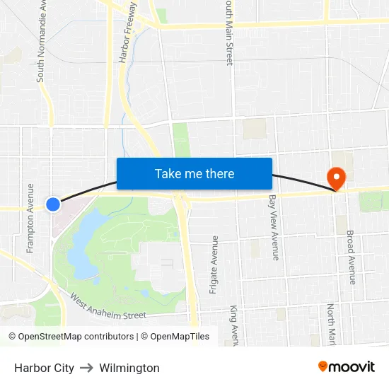 Harbor City to Wilmington map