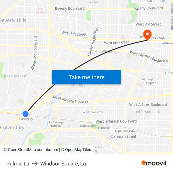 Palms, La to Windsor Square, La map