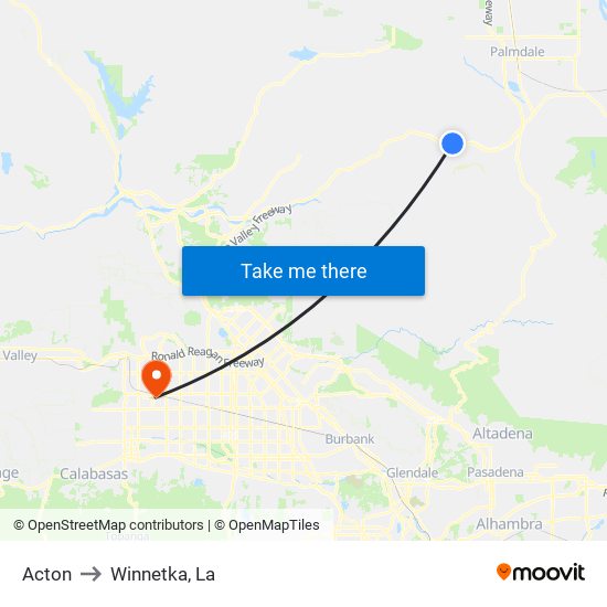 Acton to Winnetka, La map