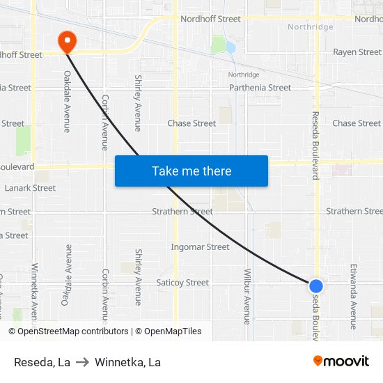 Reseda, La to Winnetka, La map