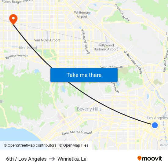 6th / Los Angeles to Winnetka, La map