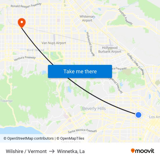 Wilshire / Vermont to Winnetka, La map