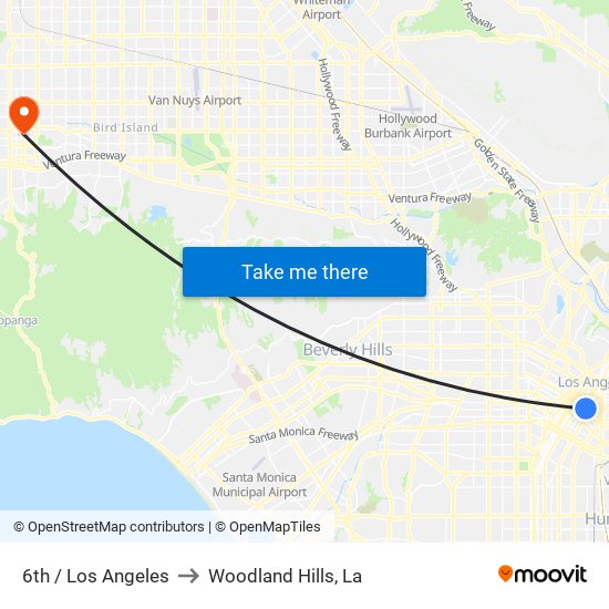 6th / Los Angeles to Woodland Hills, La map