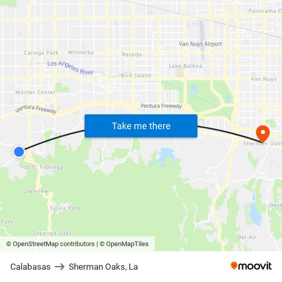 Calabasas to Sherman Oaks, La with public transportation