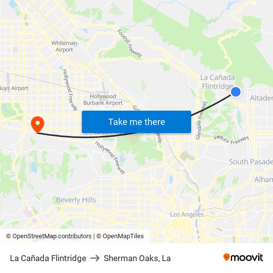 La Cañada Flintridge to Sherman Oaks, La map