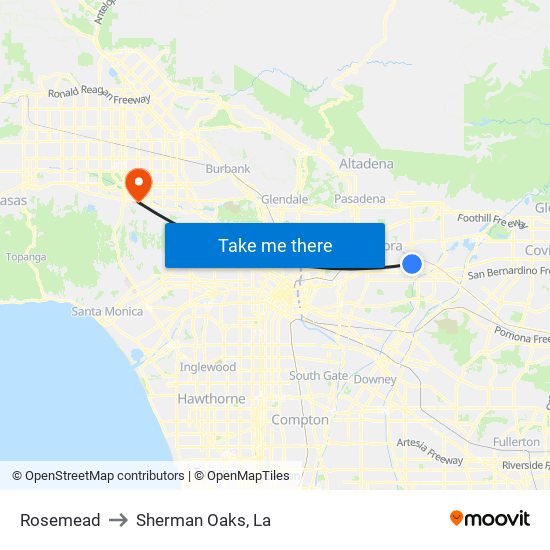 Rosemead to Sherman Oaks, La map