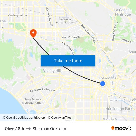 Olive / 8th, Downtown, La to Sherman Oaks, La, Los Angeles with public  transportation