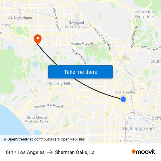 6th / Los Angeles to Sherman Oaks, La map