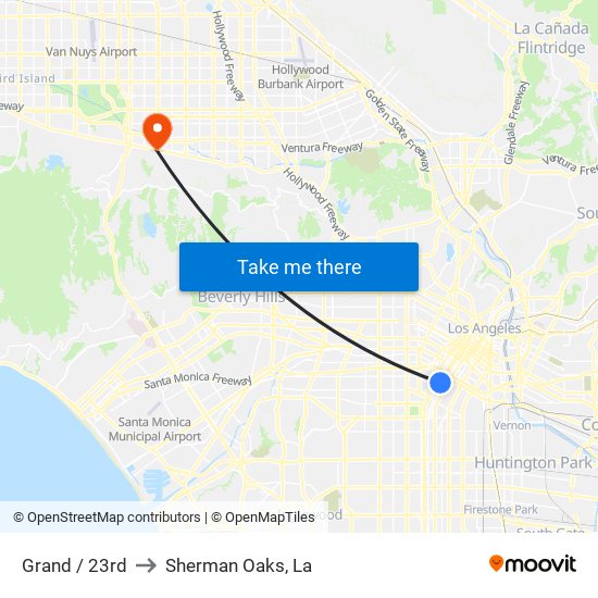 Grand / 23rd to Sherman Oaks, La map