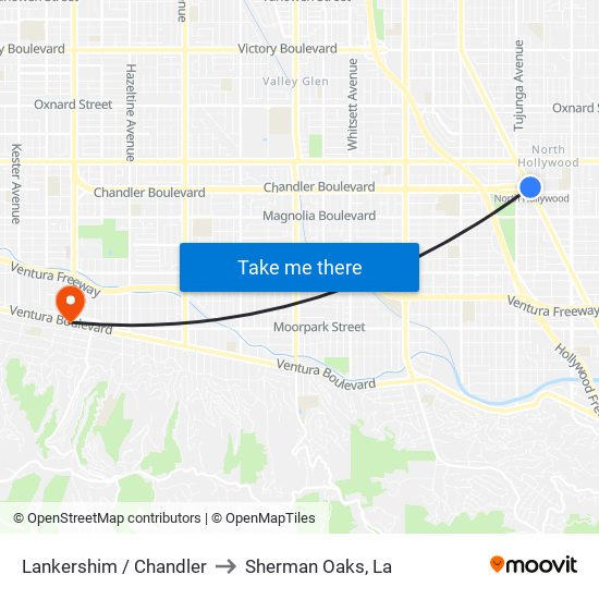 Lankershim / Chandler to Sherman Oaks, La map