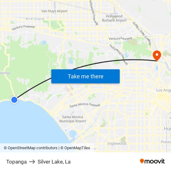 Topanga to Silver Lake, La map