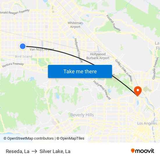 Reseda, La to Silver Lake, La map