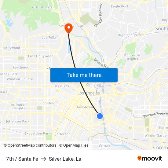 7th / Santa Fe to Silver Lake, La map