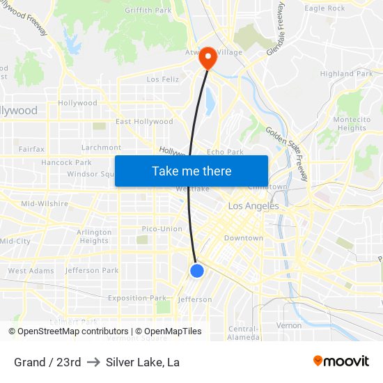 Grand / 23rd to Silver Lake, La map