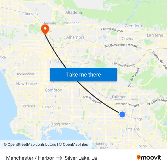 Manchester / Harbor to Silver Lake, La map