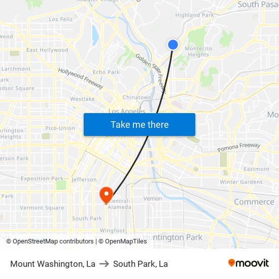 Mount Washington, La to South Park, La map