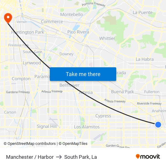 Manchester / Harbor to South Park, La map