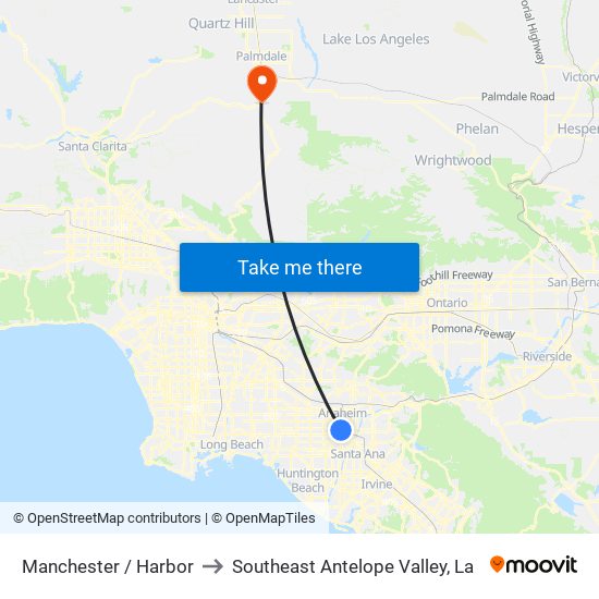 Manchester / Harbor to Southeast Antelope Valley, La map