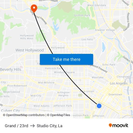 Grand / 23rd to Studio City, La map