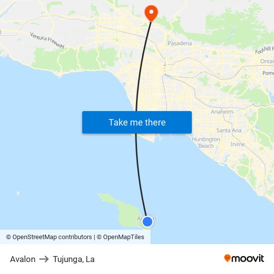 Avalon to Tujunga, La map