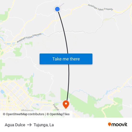 Agua Dulce to Tujunga, La map