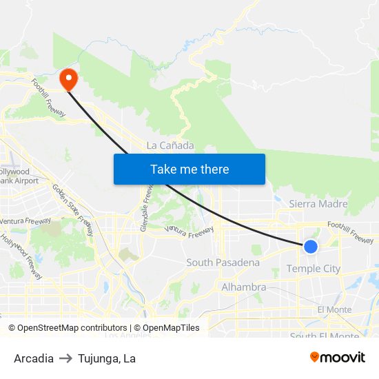 Arcadia to Tujunga, La map