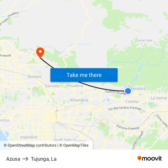 Azusa to Tujunga, La map