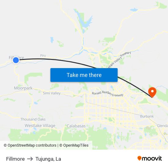 Fillmore to Tujunga, La map