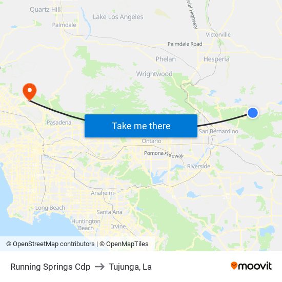 Running Springs Cdp to Tujunga, La map