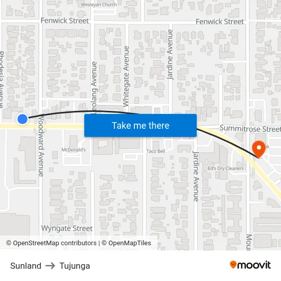 Sunland to Tujunga map
