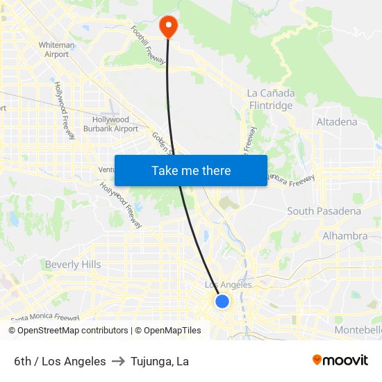 6th / Los Angeles to Tujunga, La map