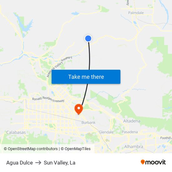 Agua Dulce to Sun Valley, La map