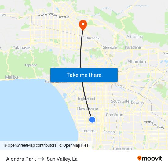 Alondra Park to Sun Valley, La map