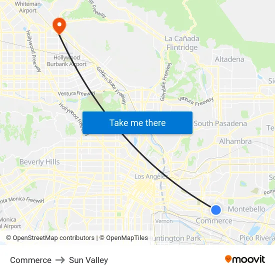 Commerce to Sun Valley map