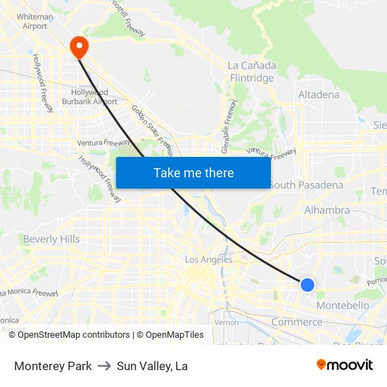 Monterey Park to Sun Valley, La map