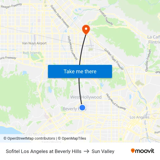 Sofitel Los Angeles at Beverly Hills to Sun Valley map