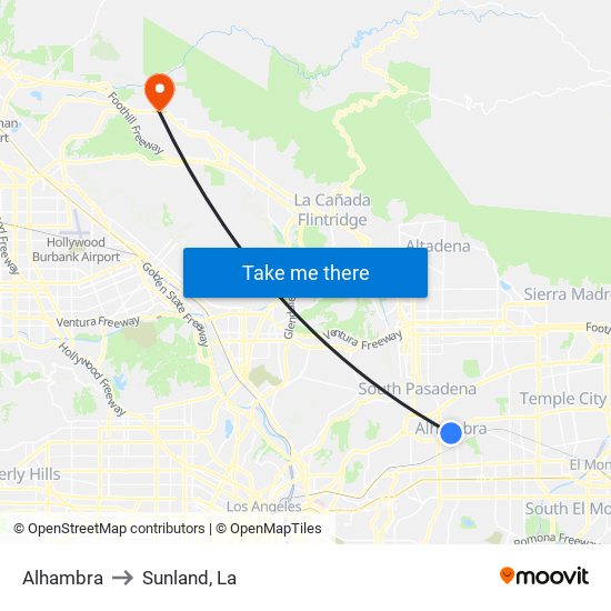 Alhambra to Sunland, La map